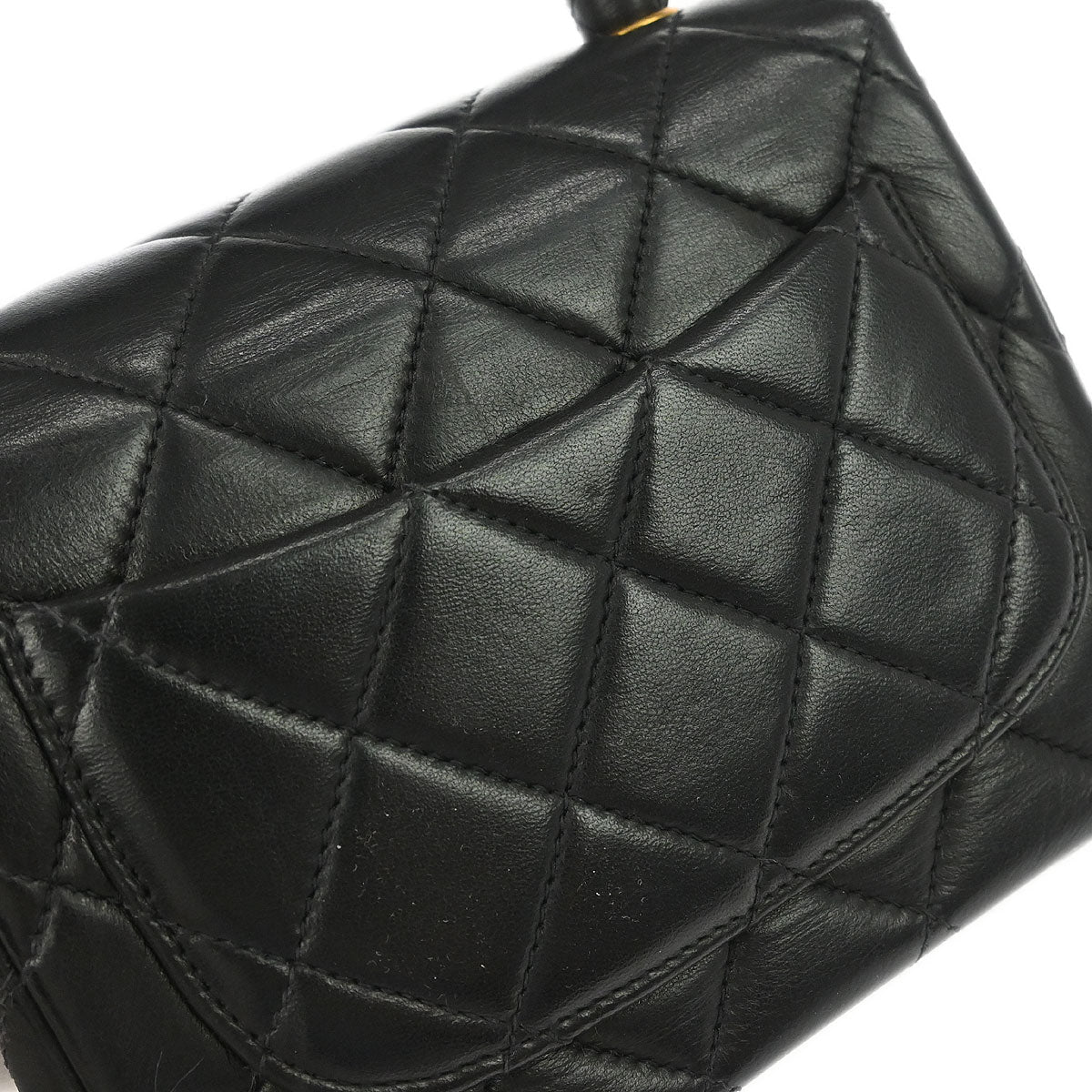 Chanel Black Lambskin Classic Flap Handbag Micro