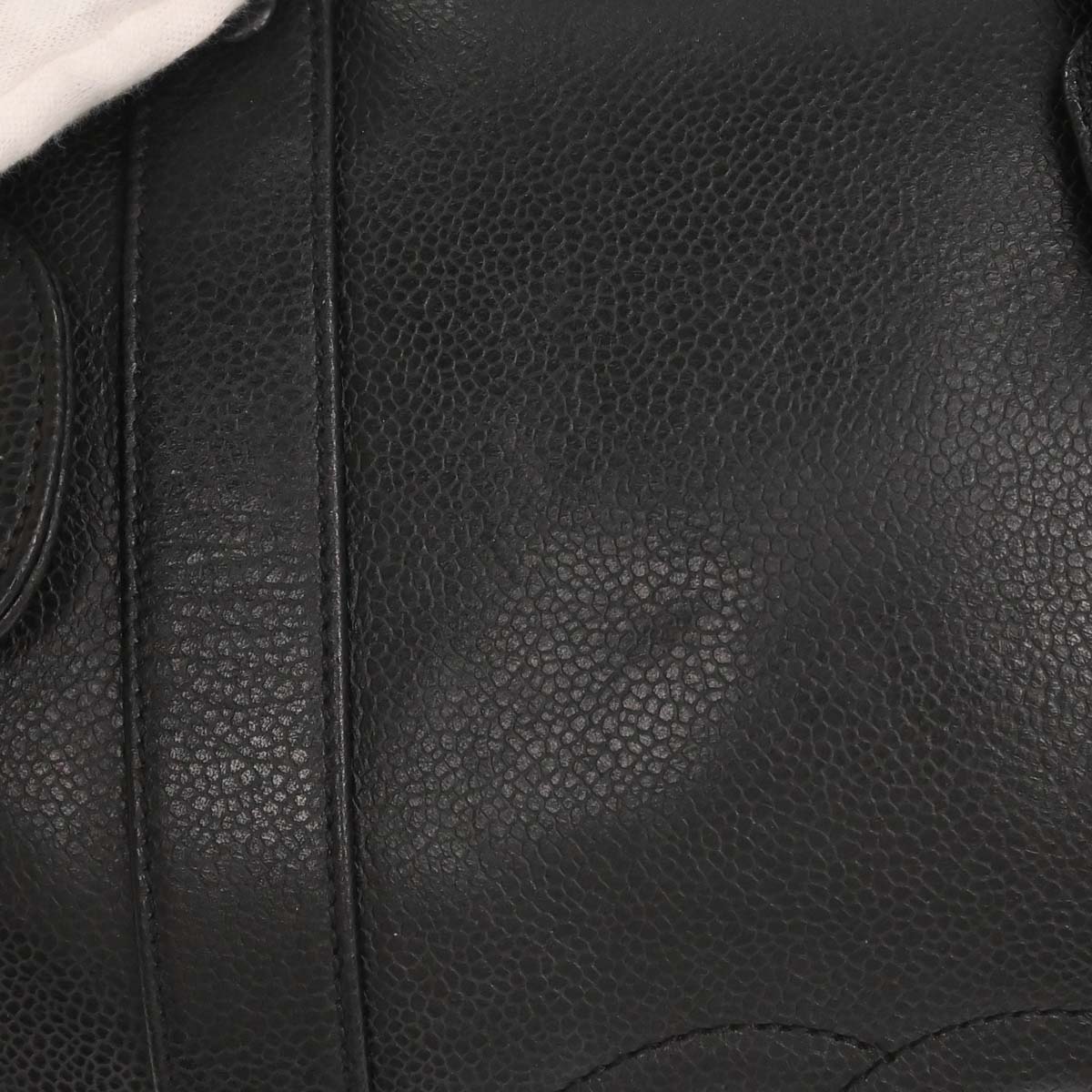 Chanel Black Caviar Skin 2way Shoulder Duffle Handbag