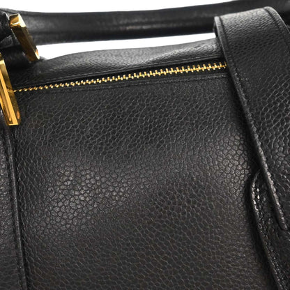 Chanel Black Caviar Skin 2way Shoulder Duffle Handbag
