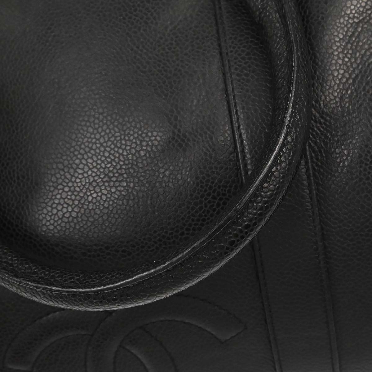 Chanel Black Caviar Skin 2way Shoulder Duffle Handbag