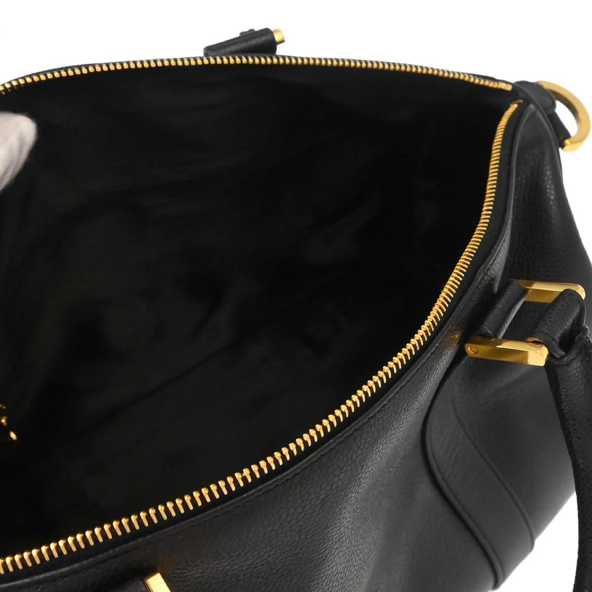 Chanel Black Caviar Skin 2way Shoulder Duffle Handbag