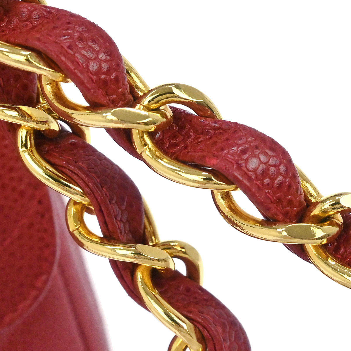 Chanel Red Caviar Skin Straight Flap Jumbo Shoulder Bag