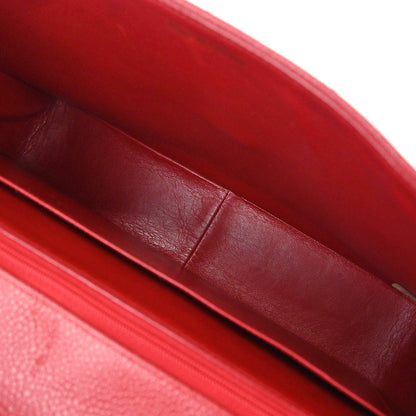 Chanel Red Caviar Skin Straight Flap Jumbo Shoulder Bag