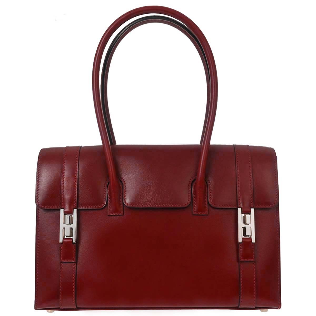 Hermes Rouge H Box Calf Drag 2 27 Handbag □F