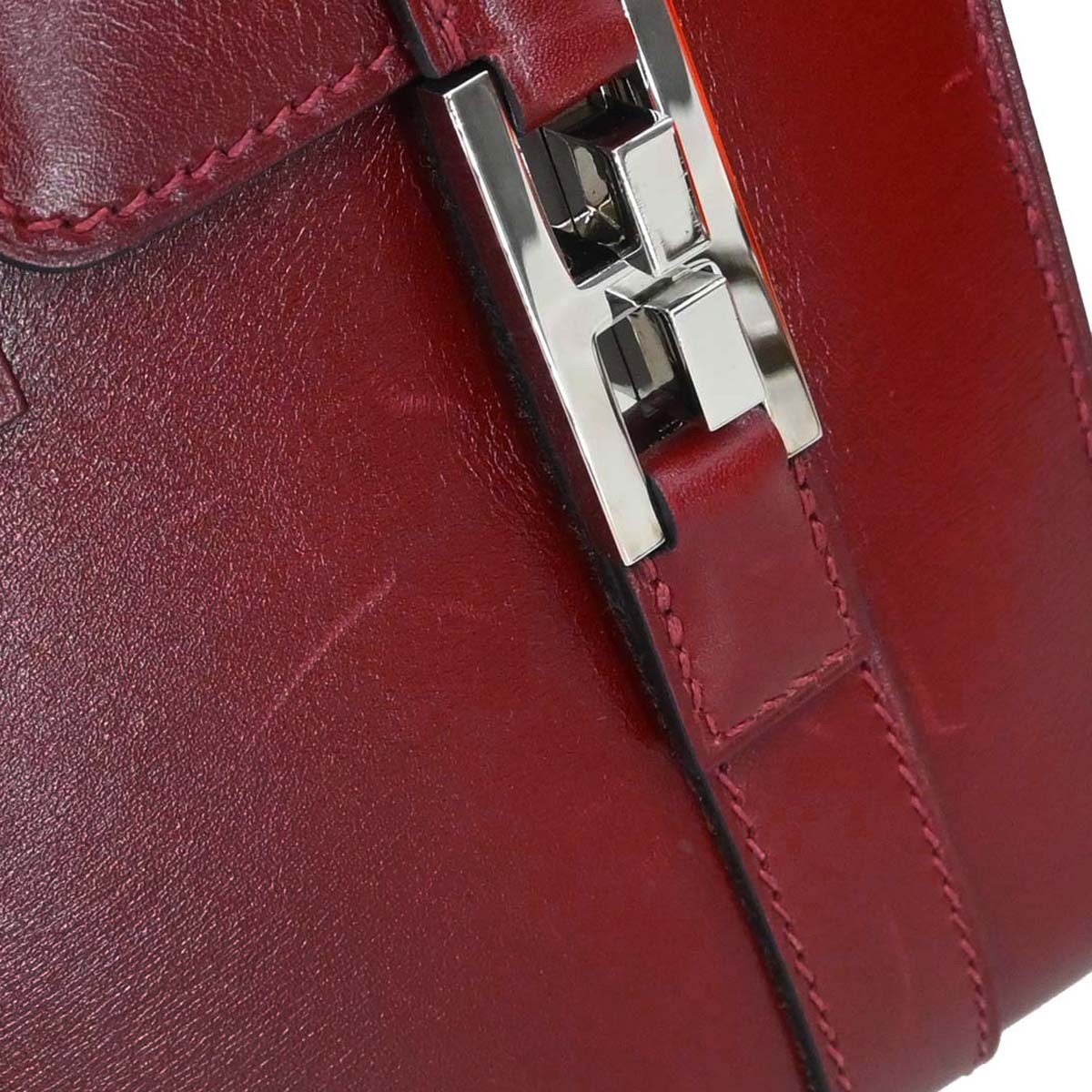 Hermes Rouge H Box Calf Drag 2 27 Handbag □F