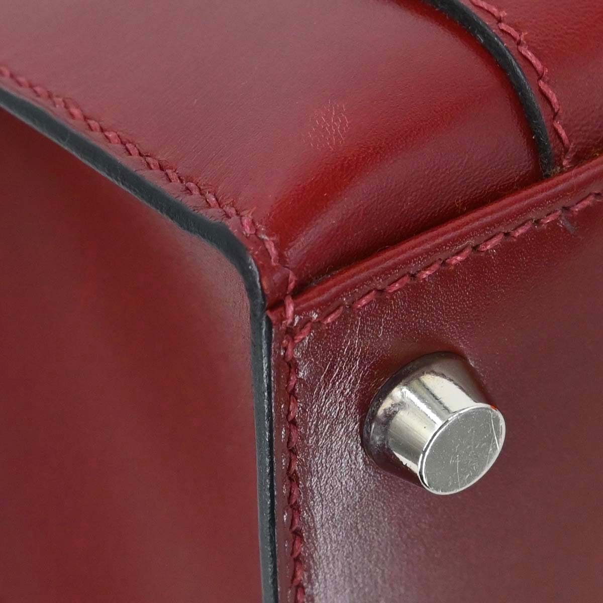 Hermes Rouge H Box Calf Drag 2 27 Handbag □F