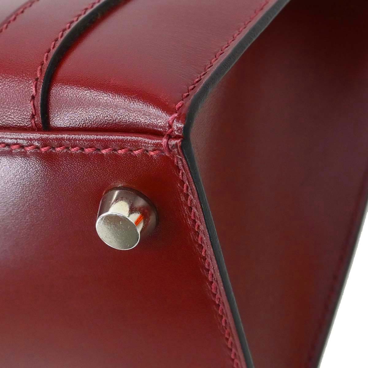 Hermes Rouge H Box Calf Drag 2 27 Handbag □F