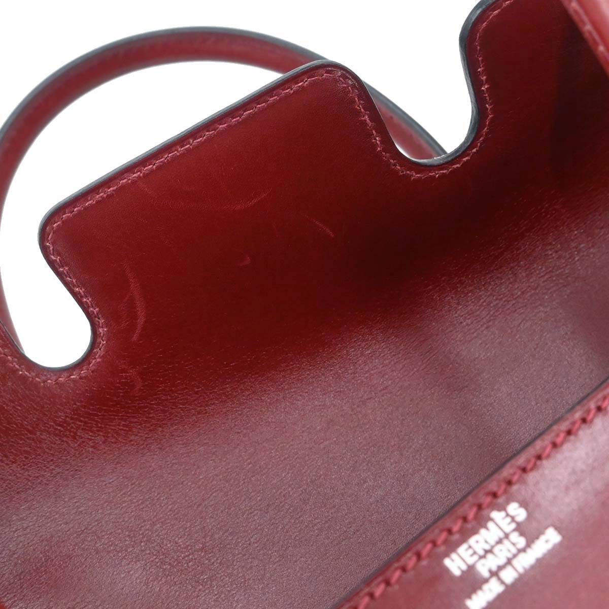Hermes Rouge H Box Calf Drag 2 27 Handbag □F
