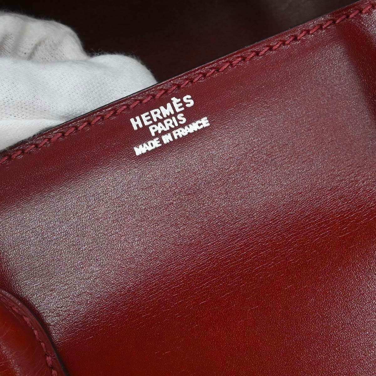 Hermes Rouge H Box Calf Drag 2 27 Handbag □F