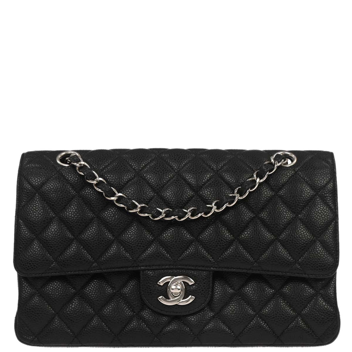 Chanel Black Caviar Skin Medium Classic Double Flap Shoulder Bag
