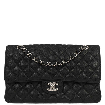 Chanel Black Caviar Skin Medium Classic Double Flap Shoulder Bag