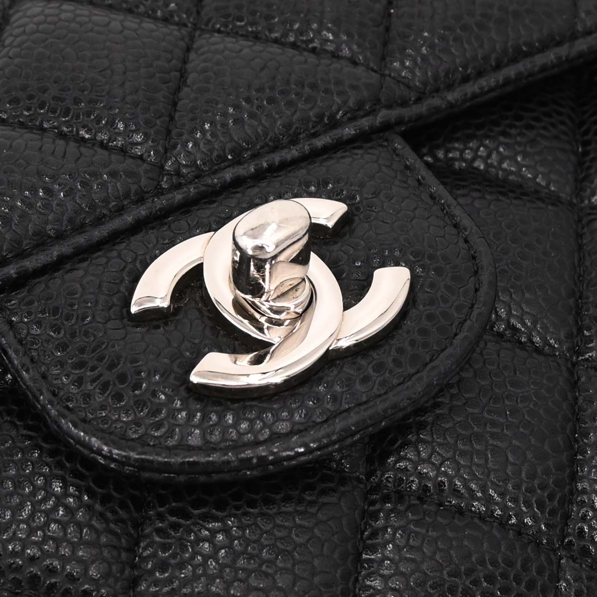Chanel Black Caviar Skin Medium Classic Double Flap Shoulder Bag
