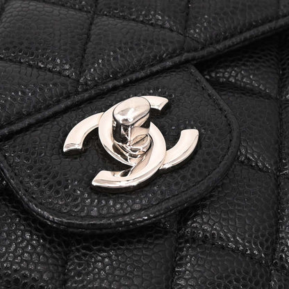 Chanel Black Caviar Skin Medium Classic Double Flap Shoulder Bag