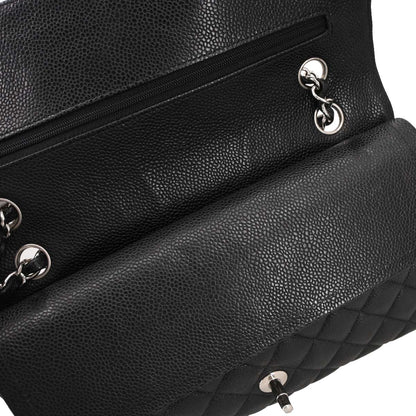 Chanel Black Caviar Skin Medium Classic Double Flap Shoulder Bag