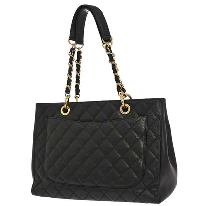 Chanel Black Caviar Skin Grand Shopping Tote GST Chain Handbag
