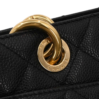 Chanel Black Caviar Skin Grand Shopping Tote GST Chain Handbag