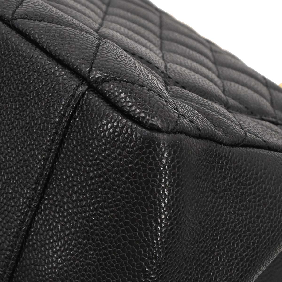 Chanel Black Caviar Skin Grand Shopping Tote GST Chain Handbag
