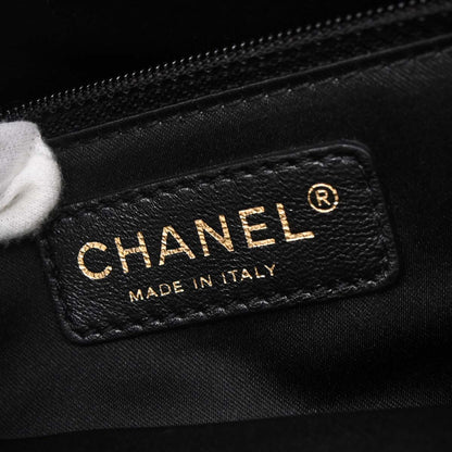 Chanel Black Caviar Skin Grand Shopping Tote GST Chain Handbag