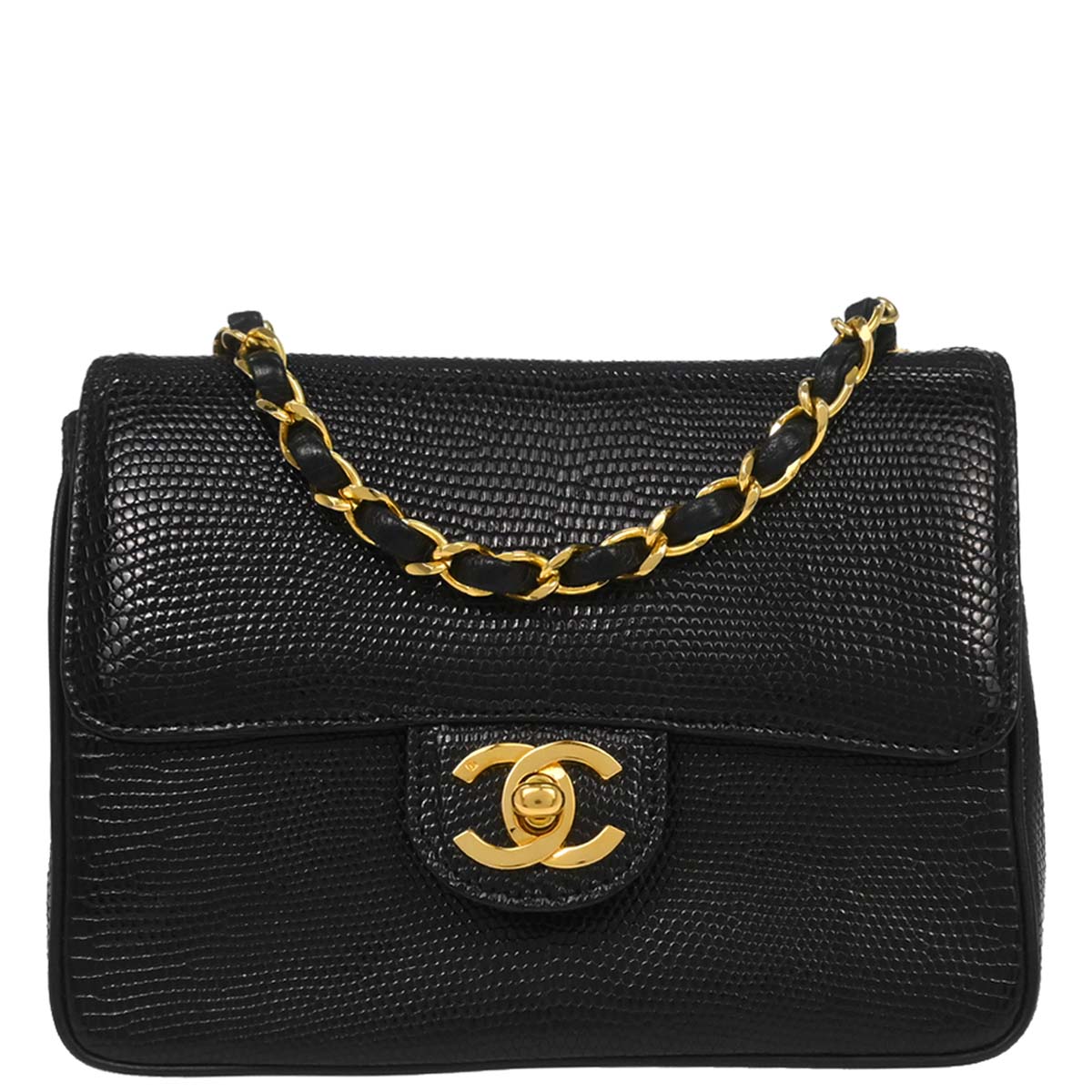 Chanel * Black Lizard Mini Classic Square Flap Bag 17