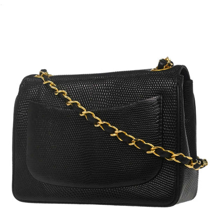 Chanel * Black Lizard Mini Classic Square Flap Bag 17