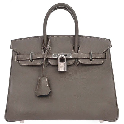 Hermes Etain Blue Thalassa Epsom Birkin 25 Verso Handbag