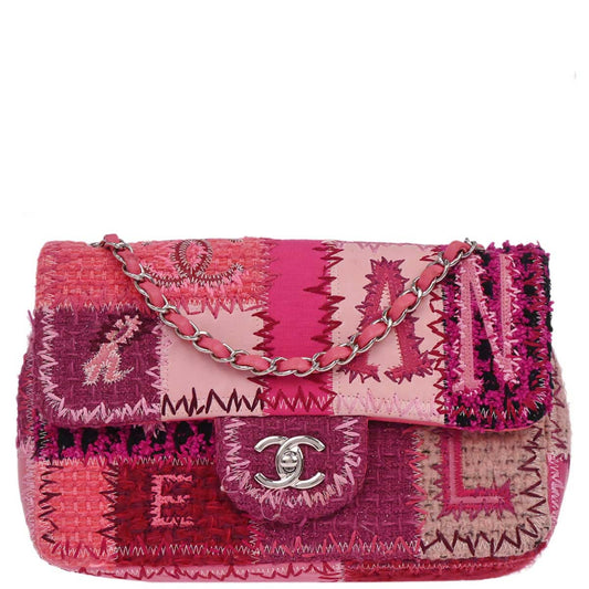 Chanel Pink Tweed Patchwork Shoulder Bag