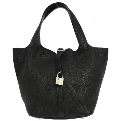 Hermes Black Taurillon Clemence Picotin Lock 22 MM Handbag