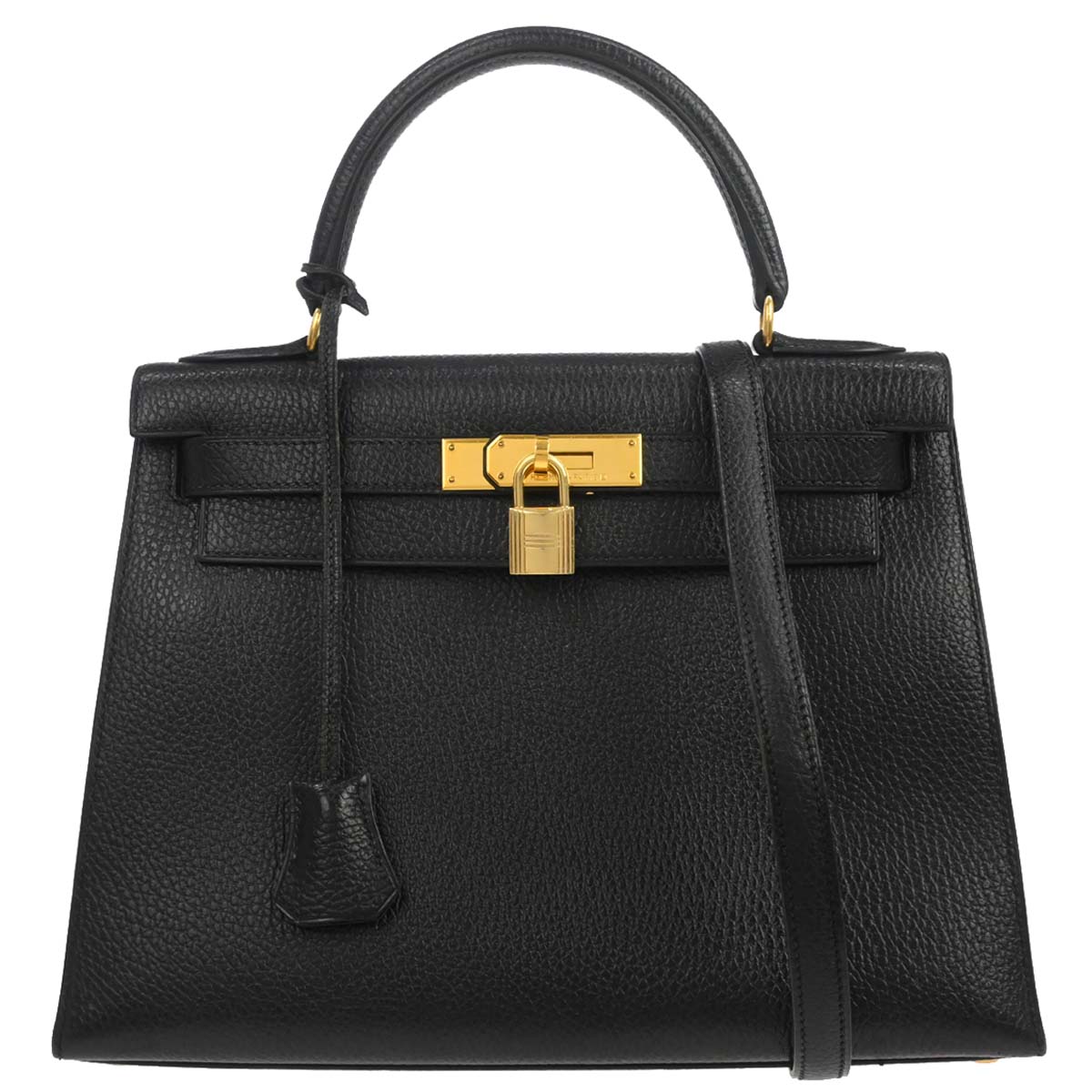Hermes Black Ardennes Kelly 28 Sellier 2way Shoulder Handbag