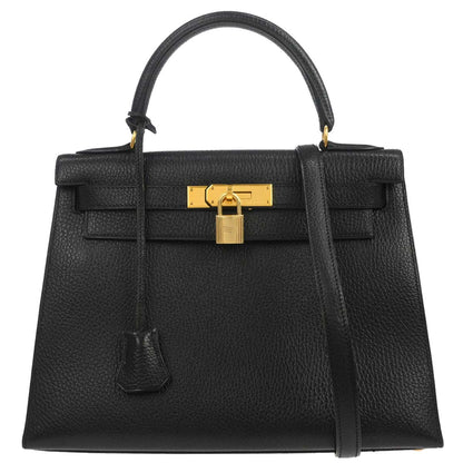 Hermes Black Ardennes Kelly 28 Sellier 2way Shoulder Handbag