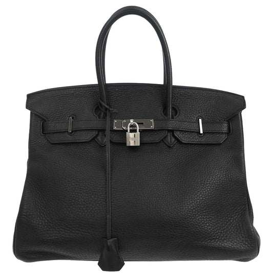 Hermes Black Taurillon Clemence Birkin 35 Handbag