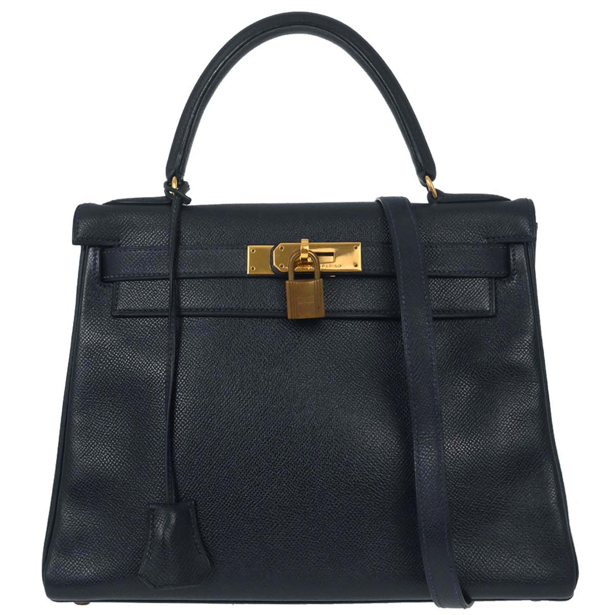 Hermes Navy Courchevel Kelly 28 Retourne 2way Shoulder Handbag