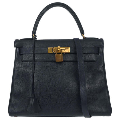 Hermes Navy Courchevel Kelly 28 Retourne 2way Shoulder Handbag