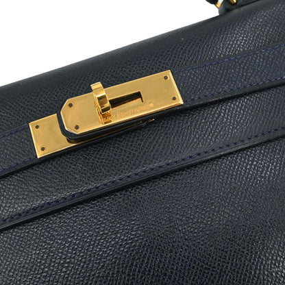 Hermes Navy Courchevel Kelly 28 Retourne 2way Shoulder Handbag