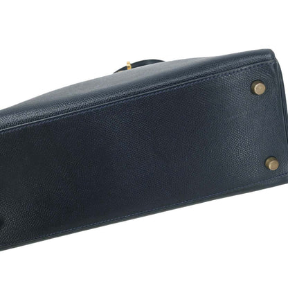Hermes Navy Courchevel Kelly 28 Retourne 2way Shoulder Handbag