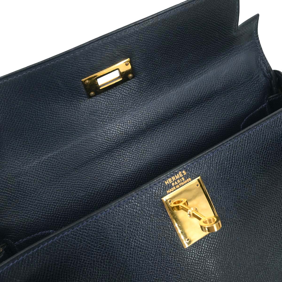 Hermes Navy Courchevel Kelly 28 Retourne 2way Shoulder Handbag