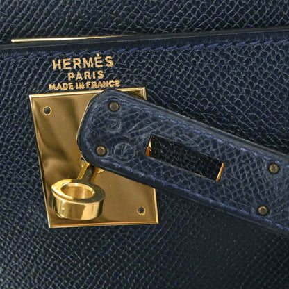 Hermes Navy Courchevel Kelly 28 Retourne 2way Shoulder Handbag