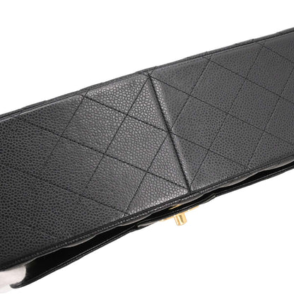 Chanel Black Caviar Skin Jumbo Classic Double Flap Shoulder Bag