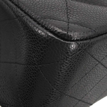 Chanel Black Caviar Skin Jumbo Classic Double Flap Shoulder Bag