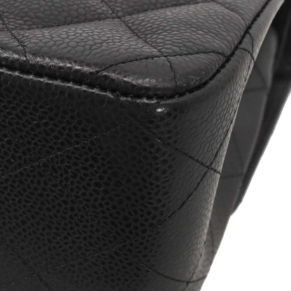 Chanel Black Caviar Skin Jumbo Classic Double Flap Shoulder Bag