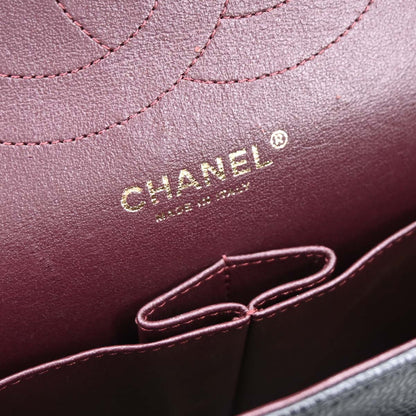 Chanel Black Caviar Skin Jumbo Classic Double Flap Shoulder Bag