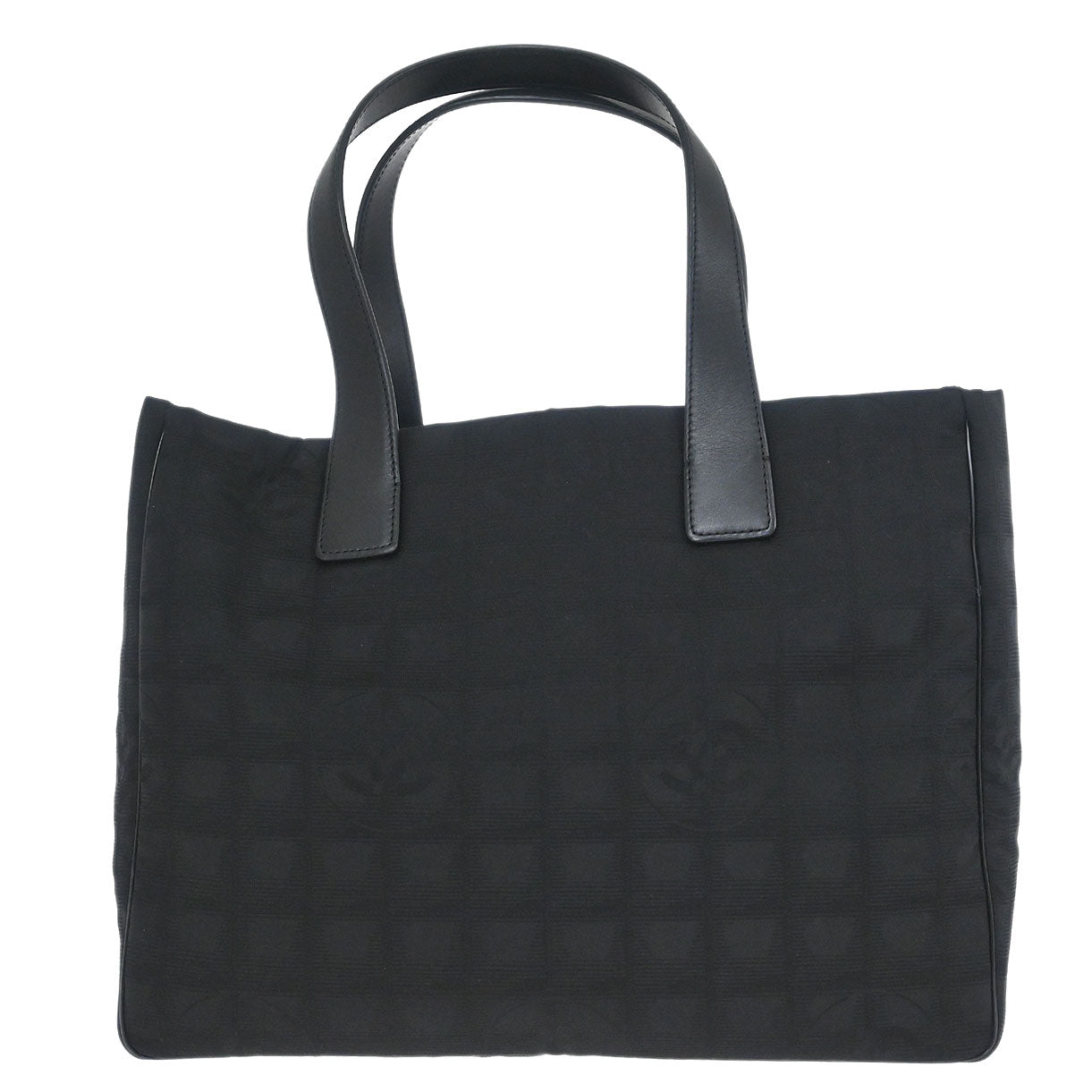 Chanel 2008-2009 Black Jacquard Nylon Travel Line Tote Bag