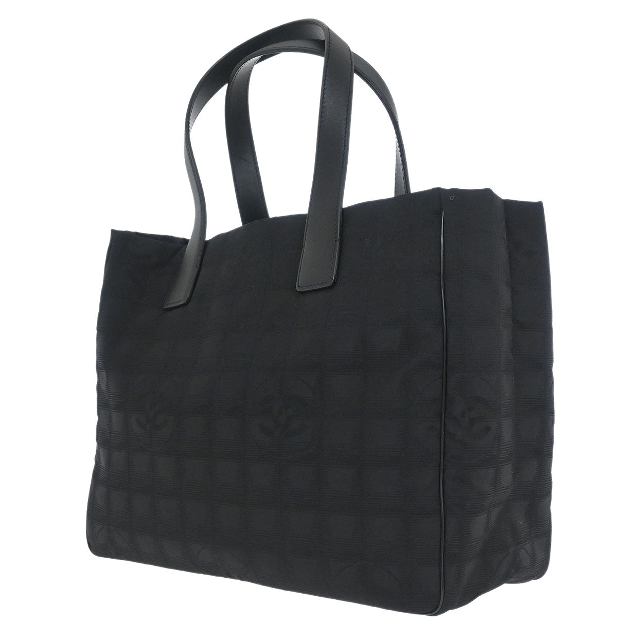 Chanel 2008-2009 Black Jacquard Nylon Travel Line Tote Bag