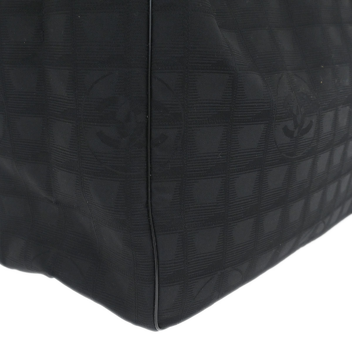 Chanel 2008-2009 Black Jacquard Nylon Travel Line Tote Bag
