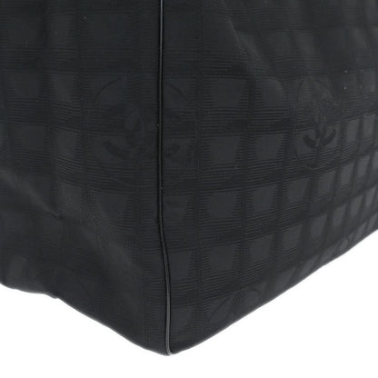 Chanel 2008-2009 Black Jacquard Nylon Travel Line Tote Bag
