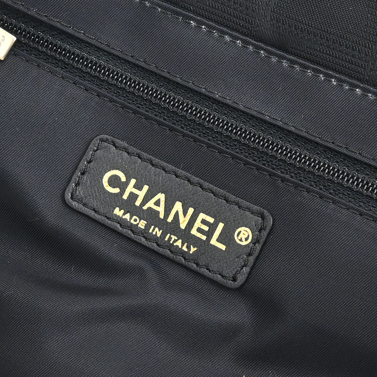 Chanel 2008-2009 Black Jacquard Nylon Travel Line Tote Bag