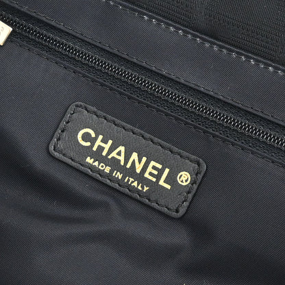 Chanel 2008-2009 Black Jacquard Nylon Travel Line Tote Bag