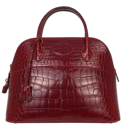 Hermes * Rouge H Alligator Bolide 31 Handbag