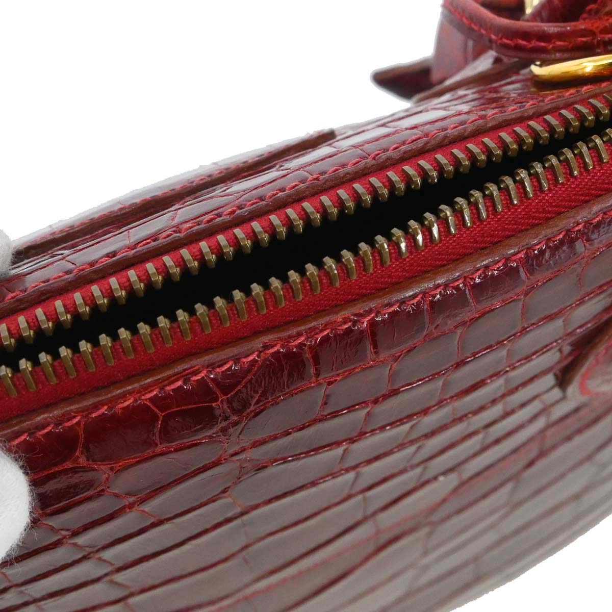 Hermes * Rouge H Alligator Bolide 31 Handbag