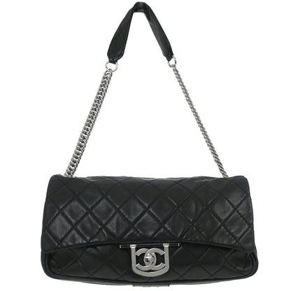 Chanel 2006-2008 Black Lambskin Icons Secret Label Flap Bag Shoulder Bag