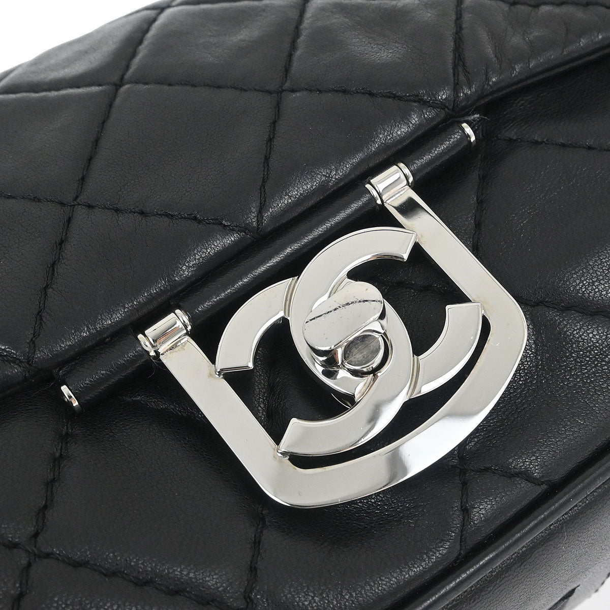 Chanel 2006-2008 Black Lambskin Icons Secret Label Flap Bag Shoulder Bag